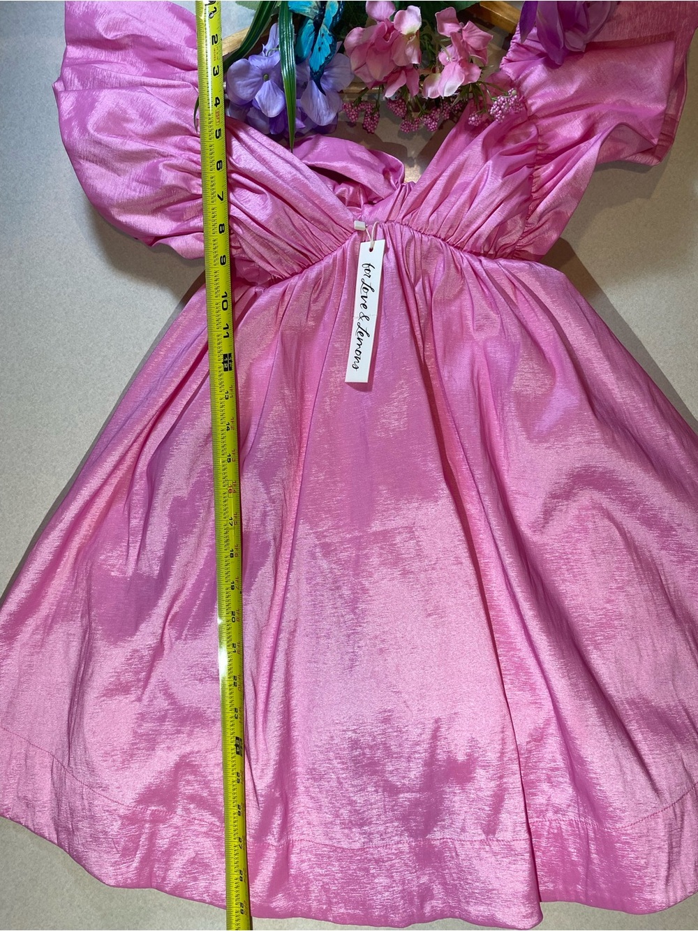 For Love & Lemons Pink Shimmer Prom Dress